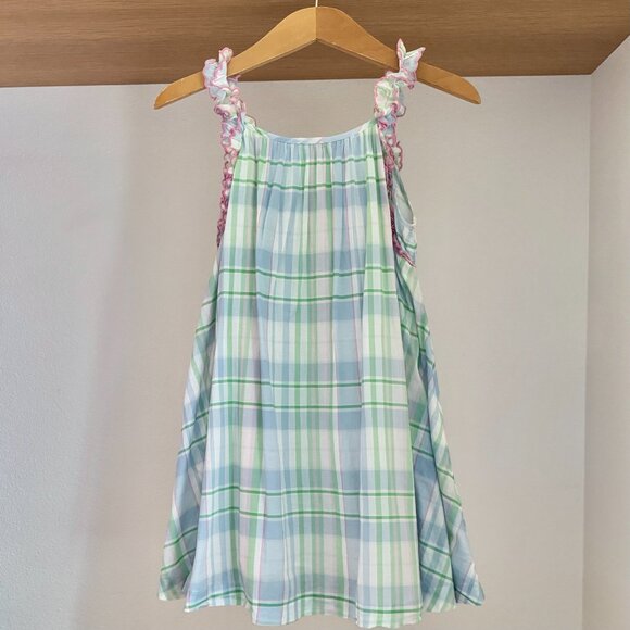 J.CREW CUTS GIRLS RUFFLE TRIM PASTEL PLAID FLOWY LIGHT WEIGHT DRESS LINED 10 - Picture 8 of 12
